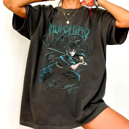 Demon Slayer Muichiro Tokito Anime T-Shirt – Unisex Loose Cotton Summer Graphic Tee