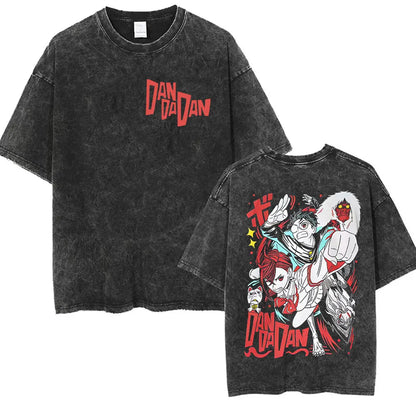 DAN DA DAN Okarun Vintage Washed T-Shirt – Loose Unisex Anime Streetwear Tee Collections