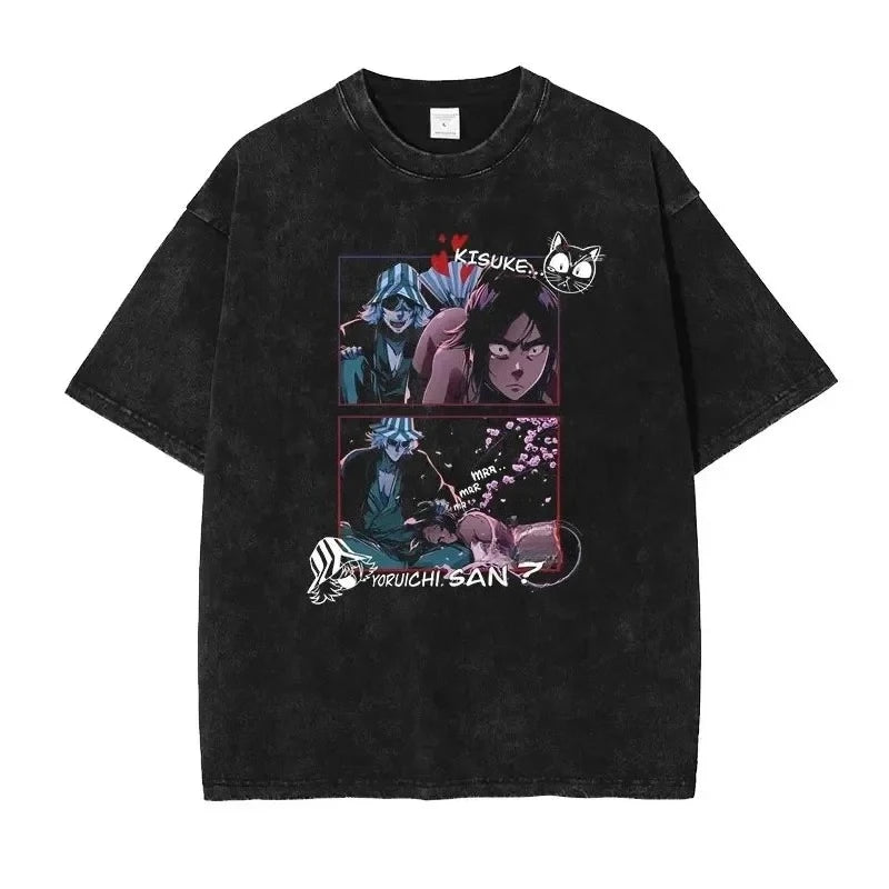 BLEACH Vintage Washed Oversized T-Shirt – Unisex Y2K Anime Streetwear Tee