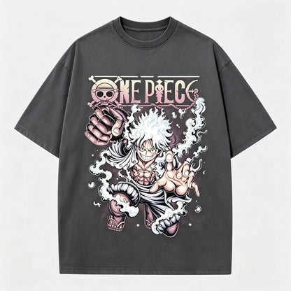 One Piece Gear 5 Luffy Sun God Nika Oversized Graphic Tee Unisex Cotton Anime Streetwear Summer Casual Top