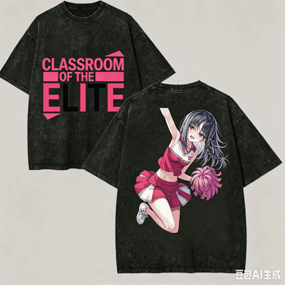 Classroom of the Elite Vintage Washed T-Shirt – Oversized Unisex Harajuku Anime Tee