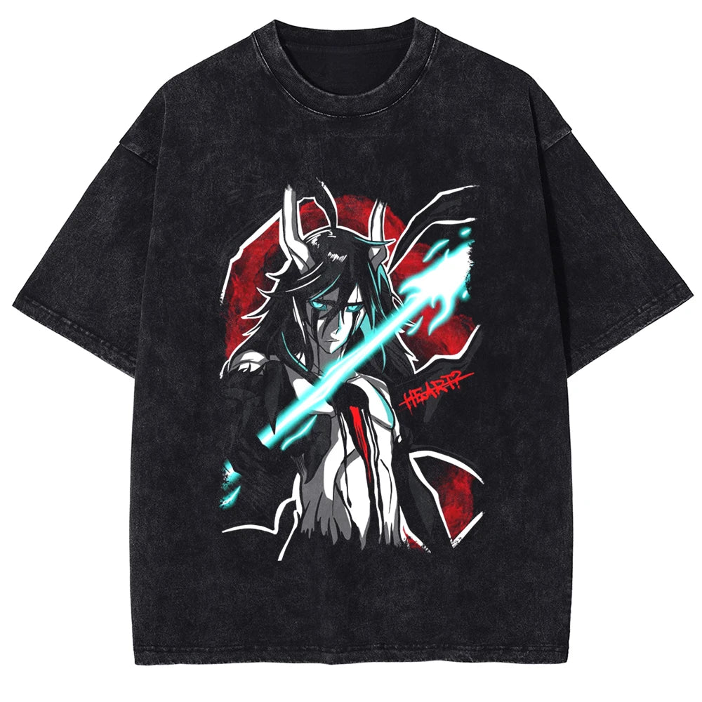 BLEACH Kisuke Urahara Vintage Washed T-Shirt – Manga Harajuku Streetwear Tee