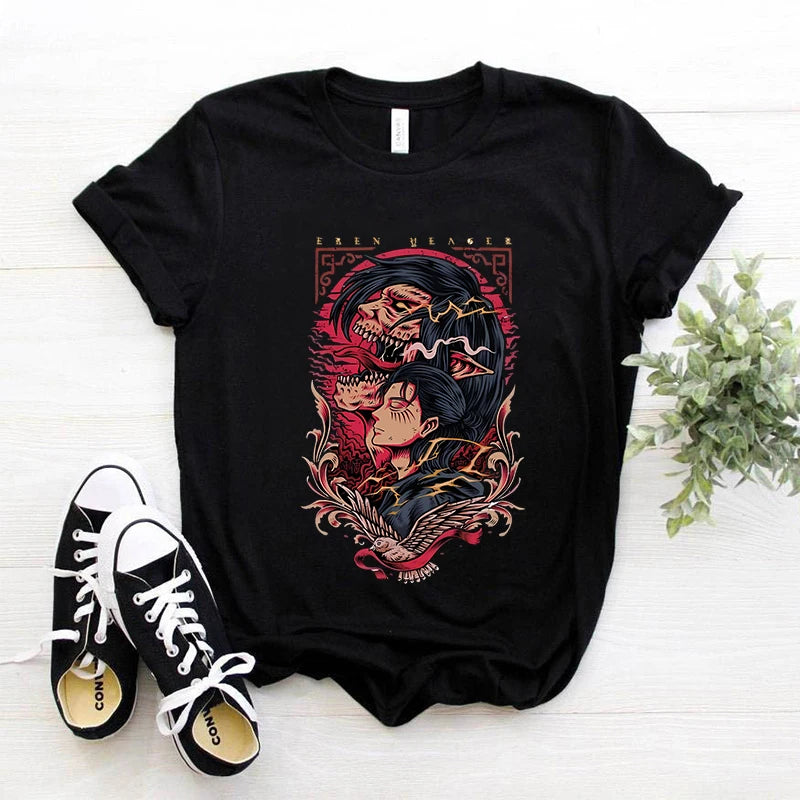 Attack on Titan Anime Graphic T-Shirt – Oversized Unisex Cotton Harajuku Streetwear Tee