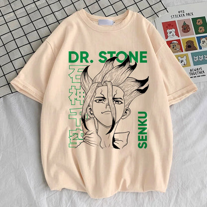 Dr. Stone Vintage Anime T-Shirt – Kawaii Pastel Streetwear Graphic Tee