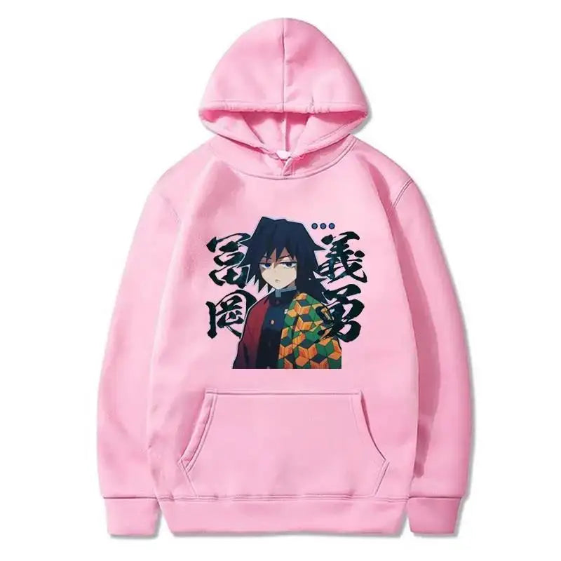Demon Slayer Giyu Tomioka Anime Hoodie – Unisex Japanese Graphic Streetwear Sweatshirt