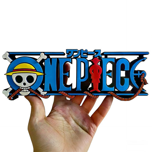 New One Piece Straw Hat Skull Logo 3d Printed Standing Sign Anime Collectible Ornament Home Desk Decoration Gifts For Anime Fans