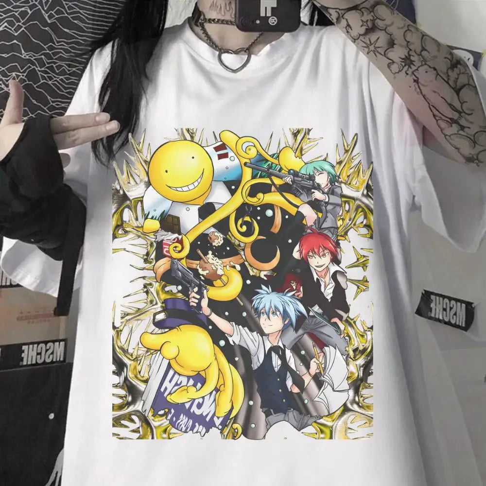 Assassination Classroom Full Cast Anime Graphic T Shirt Cotton Casual Short Sleeve Unisex Streetwear Oversized Tee