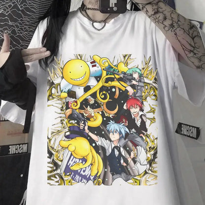 Assassination Classroom Full Cast Anime Graphic T Shirt Cotton Casual Short Sleeve Unisex Streetwear Oversized Tee
