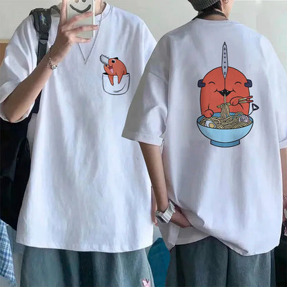 Chainsaw Man 90s Retro Anime T-Shirt – Pochita & Makima Harajuku Graphic Tee