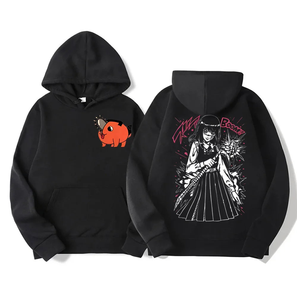 Chainsaw Man Vintage Oversized Hoodie – Unisex Anime Graphic Streetwear Pullover