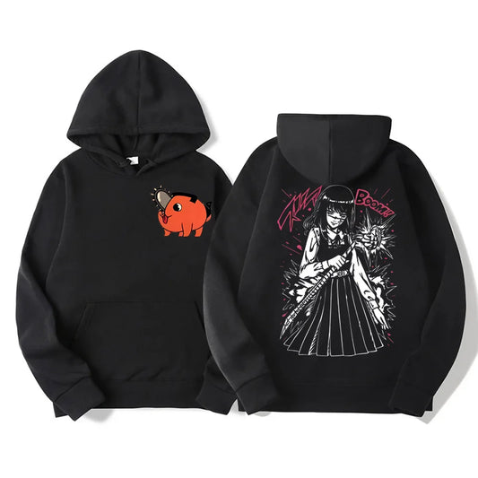 Chainsaw Man Vintage Oversized Hoodie – Unisex Anime Graphic Streetwear Pullover