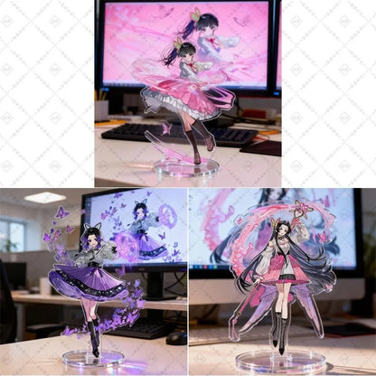 Demon Slayer Acrylic Stand Figure – Shinobu, Kanao & Kanae Anime Desktop Decor