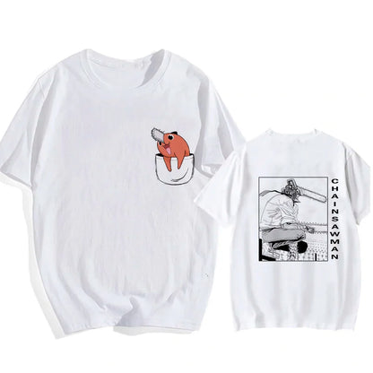 Chainsaw Man 90s Retro Anime T-Shirt – Pochita & Makima Harajuku Graphic Tee