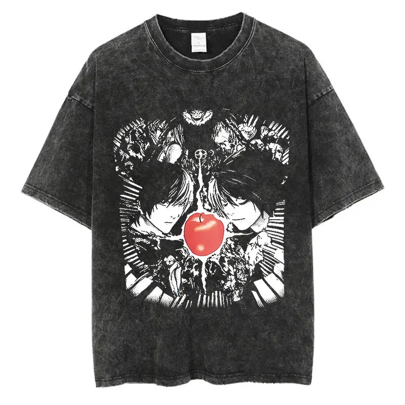 Death Note Vintage Washed T-Shirt – Oversized Unisex Harajuku Anime Tee