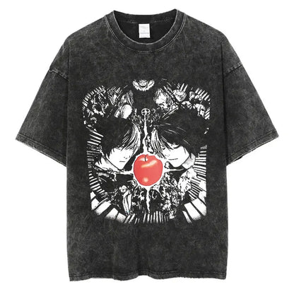 Death Note Vintage Washed T-Shirt – Oversized Unisex Harajuku Anime Tee
