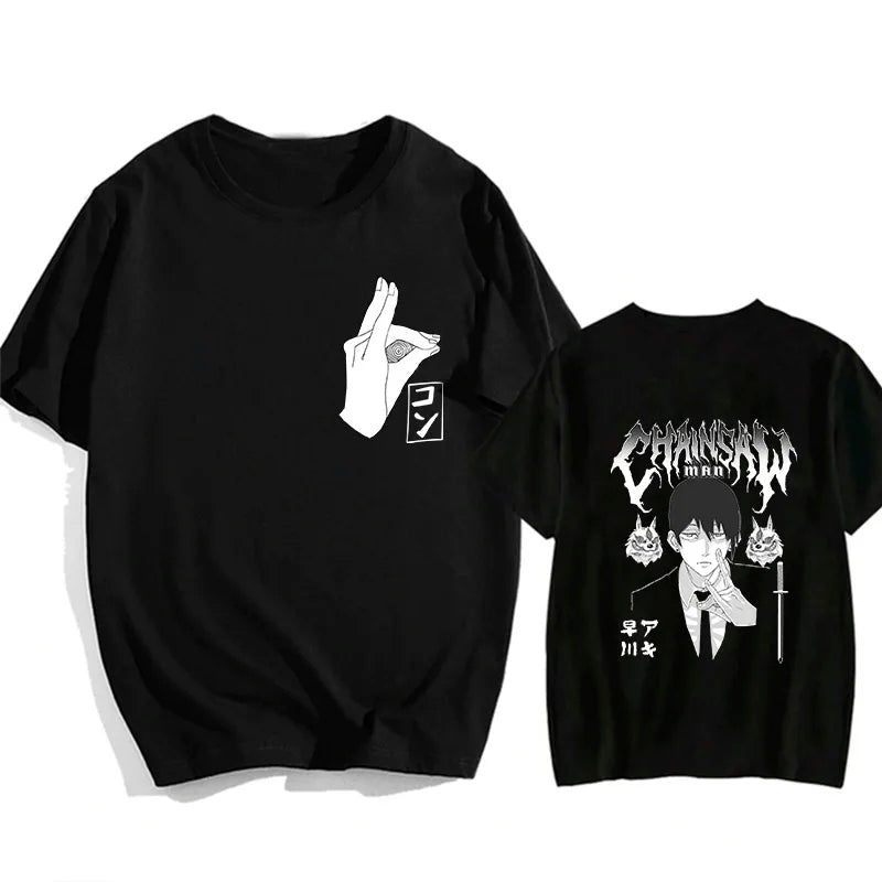 Chainsaw Man 90s Retro Anime T-Shirt – Pochita & Makima Harajuku Graphic Tee
