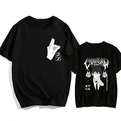 Chainsaw Man 90s Retro Anime T-Shirt – Pochita & Makima Harajuku Graphic Tee