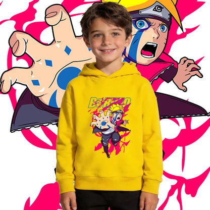 BORUTO Kids Fleece Hoodie – Boys & Girls Warm Anime Pullover Sweatshirt