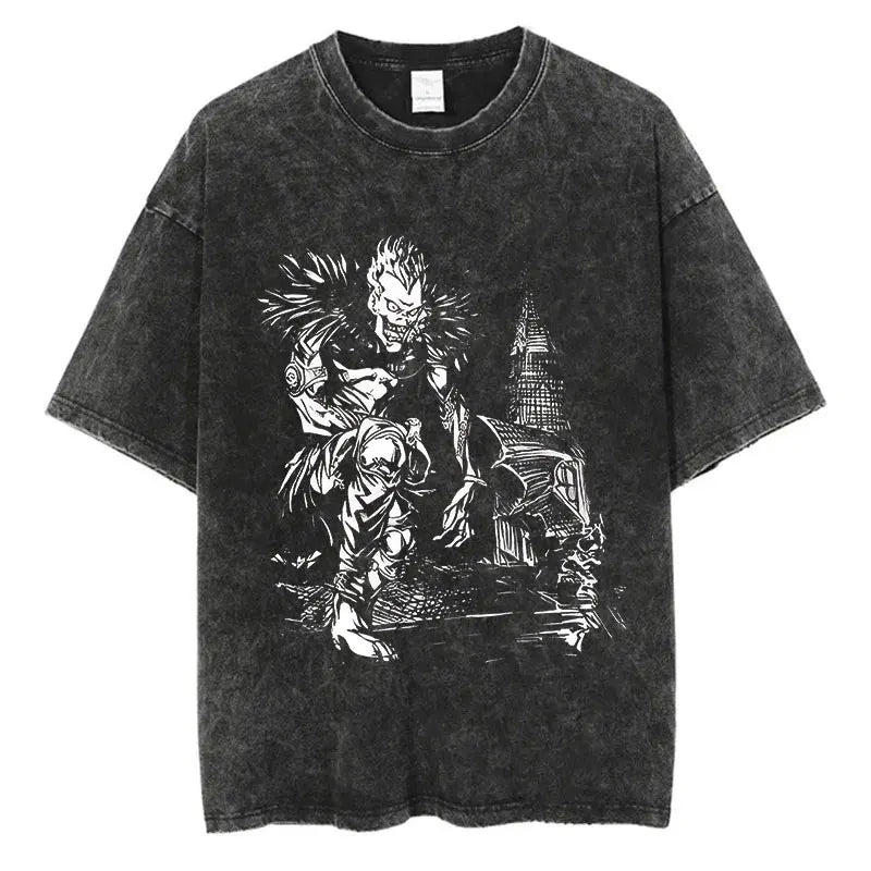 Death Note Vintage Washed T-Shirt – Oversized Unisex Harajuku Anime Tee