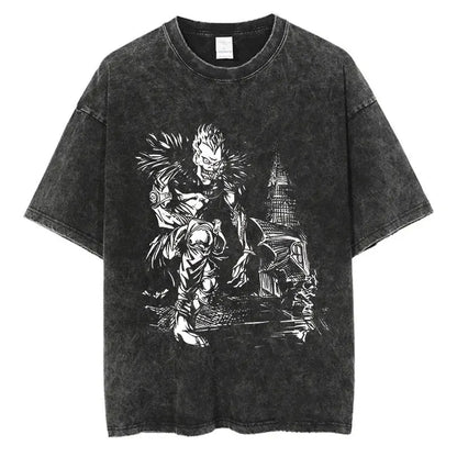 Death Note Vintage Washed T-Shirt – Oversized Unisex Harajuku Anime Tee
