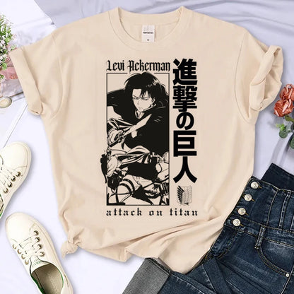 Attack on Titan Eren & Mikasa Graphic T-Shirt – Oversized Unisex Cotton Anime Streetwear Tee Collection