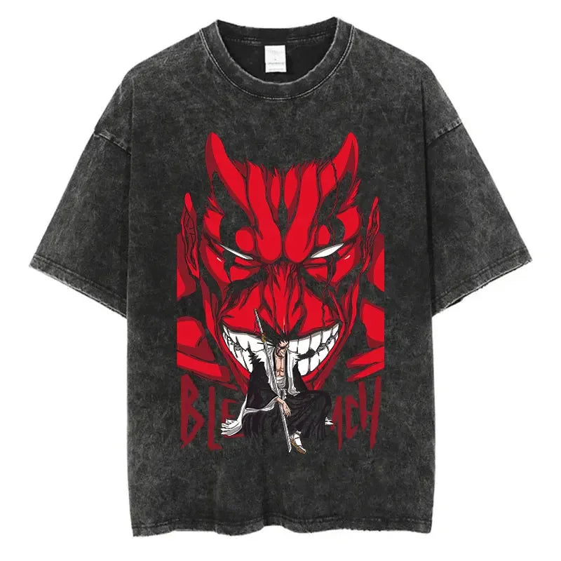 BLEACH Vintage Washed Oversized T-Shirt – Unisex Retro Anime Streetwear Tee
