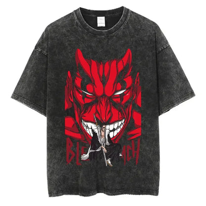 BLEACH Vintage Washed Oversized T-Shirt – Unisex Retro Anime Streetwear Tee
