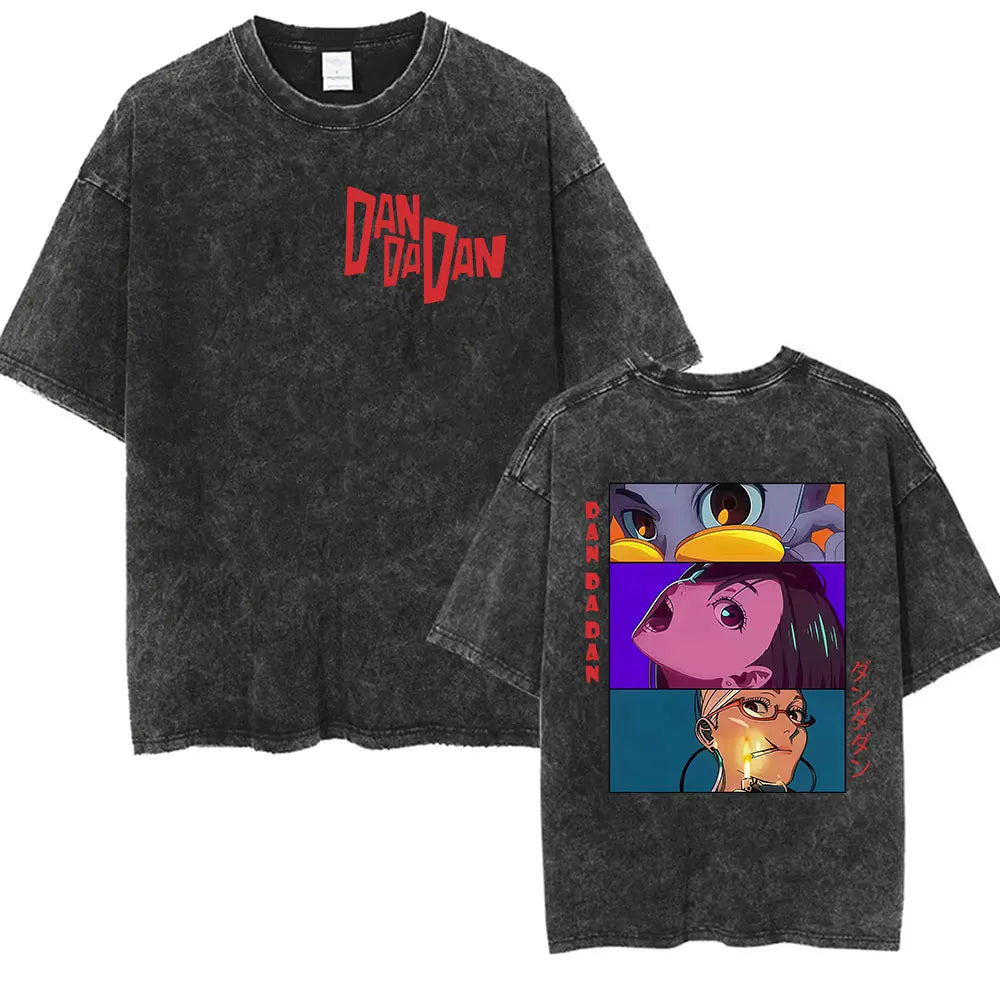 DAN DA DAN Okarun Vintage Washed T-Shirt – Loose Unisex Anime Streetwear Tee Collections