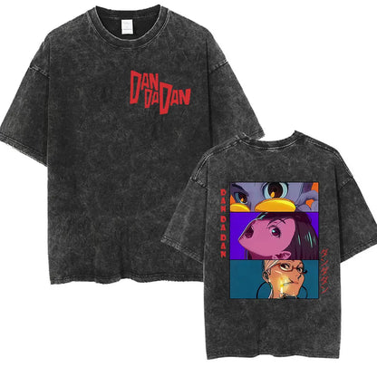 DAN DA DAN Okarun Vintage Washed T-Shirt – Loose Unisex Anime Streetwear Tee Collections