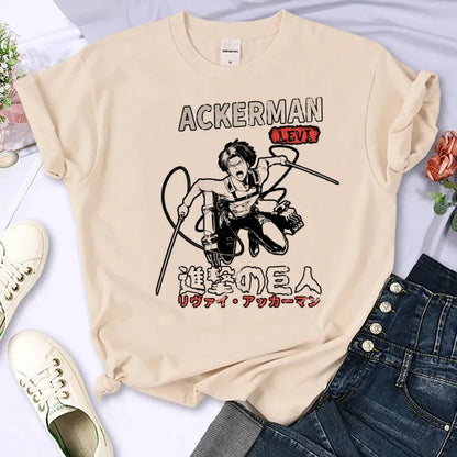 Attack on Titan Eren & Mikasa Graphic T-Shirt – Oversized Unisex Cotton Anime Streetwear Tee Collection