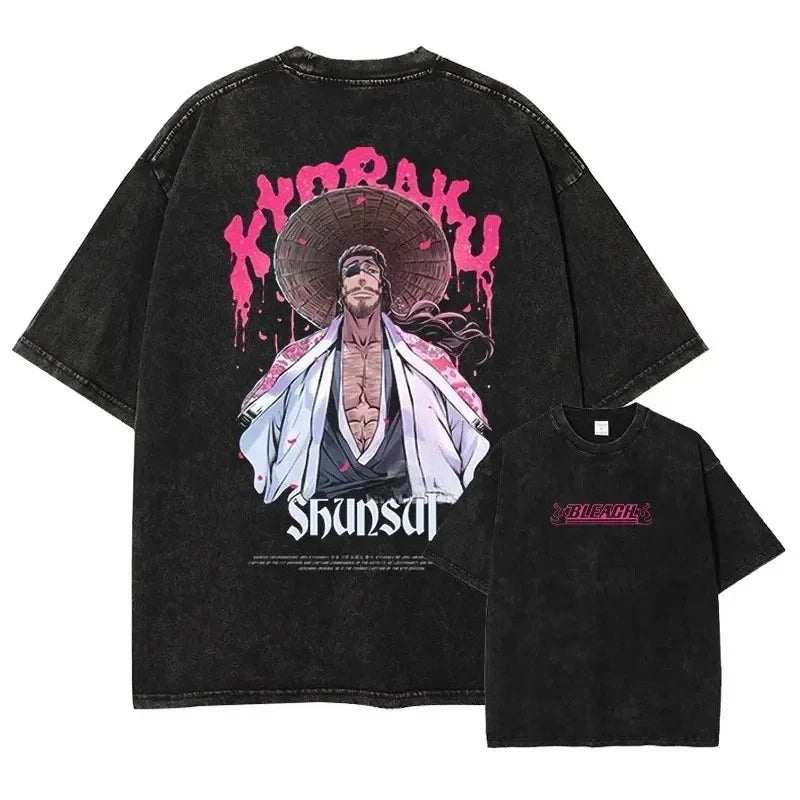 BLEACH Vintage Washed Oversized T-Shirt – Unisex Y2K Anime Streetwear Tee