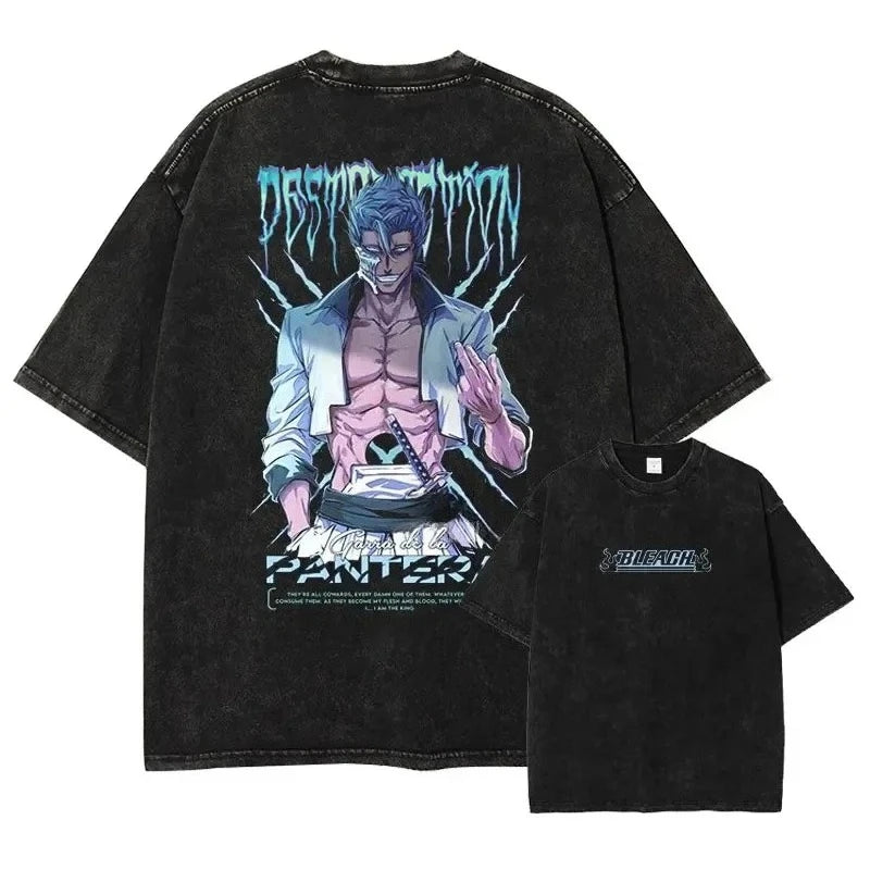 BLEACH Vintage Washed Oversized T-Shirt – Unisex Y2K Anime Streetwear Tee