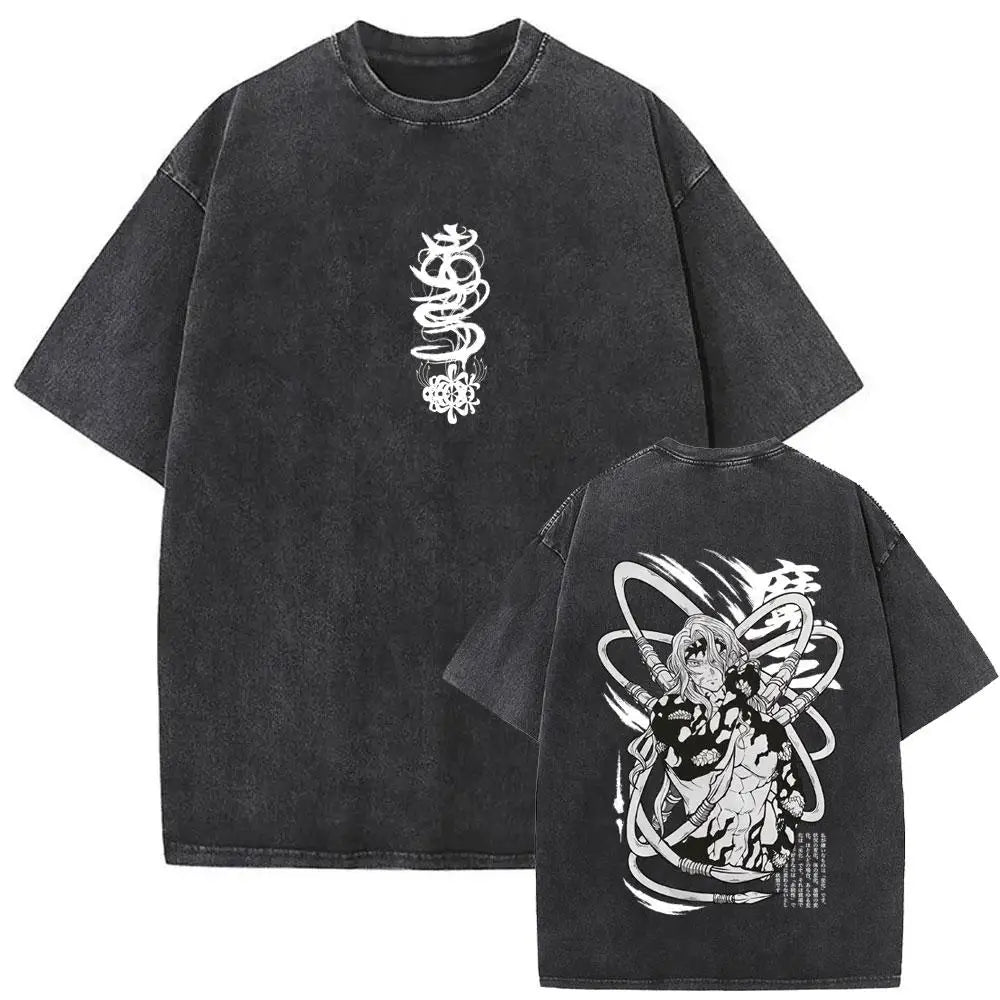 Demon Slayer Vintage Washed Anime T-Shirt – Unisex Cotton Oversized Graphic Tee
