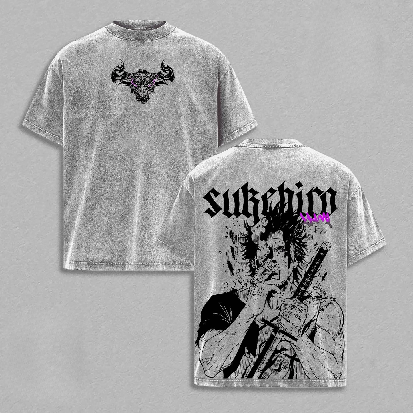 Black Clover Yami Sukehiro Vintage Washed Graphic T-Shirt – Oversized Unisex Cotton Anime Streetwear Tee