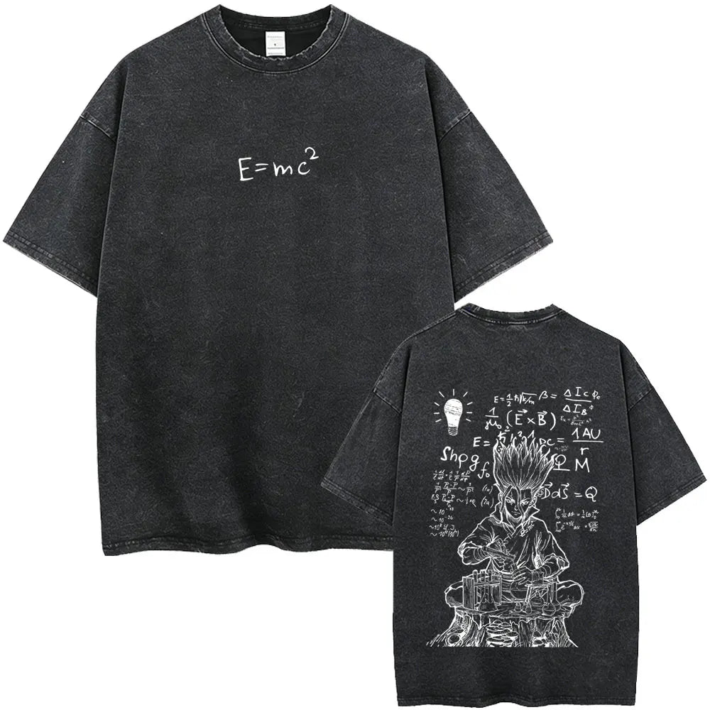 Dr. Stone Senku Ishigami Vintage Washed T-Shirt – Unisex Oversized Manga Graphic Tee