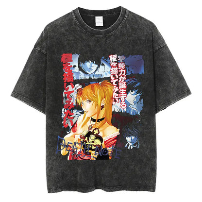 Death Note Vintage Washed T-Shirt – Oversized Unisex Harajuku Anime Tee