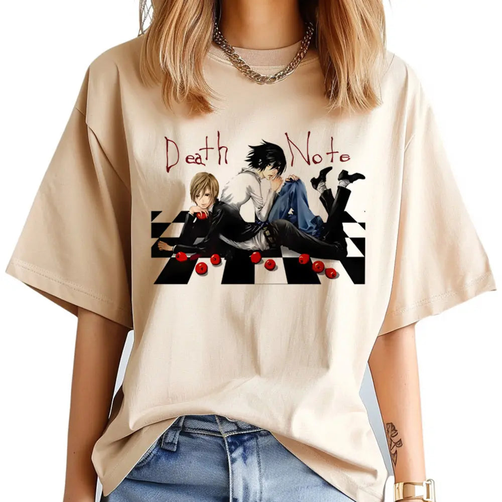 Death Note Psychedelic Y2K T-Shirt – Gothic Harajuku Anime Streetwear Tee