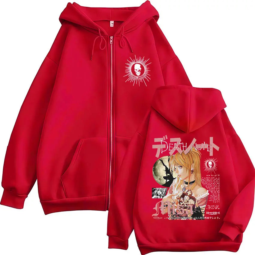 Death Note Misa Amane Zip-Up Hoodie – Unisex Gothic Anime Streetwear Jacket