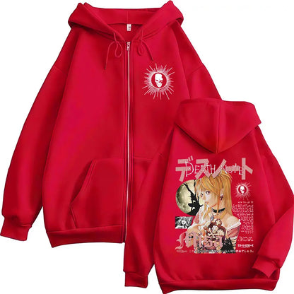 Death Note Misa Amane Zip-Up Hoodie – Unisex Gothic Anime Streetwear Jacket
