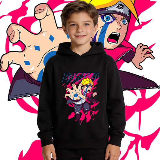 BORUTO Kids Fleece Hoodie – Boys & Girls Warm Anime Pullover Sweatshirt