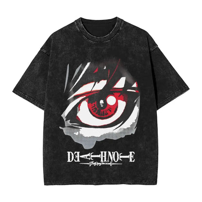 Death Note L Lawliet Vintage Washed T-Shirt – Oversized Manga Graphic Streetwear Tee