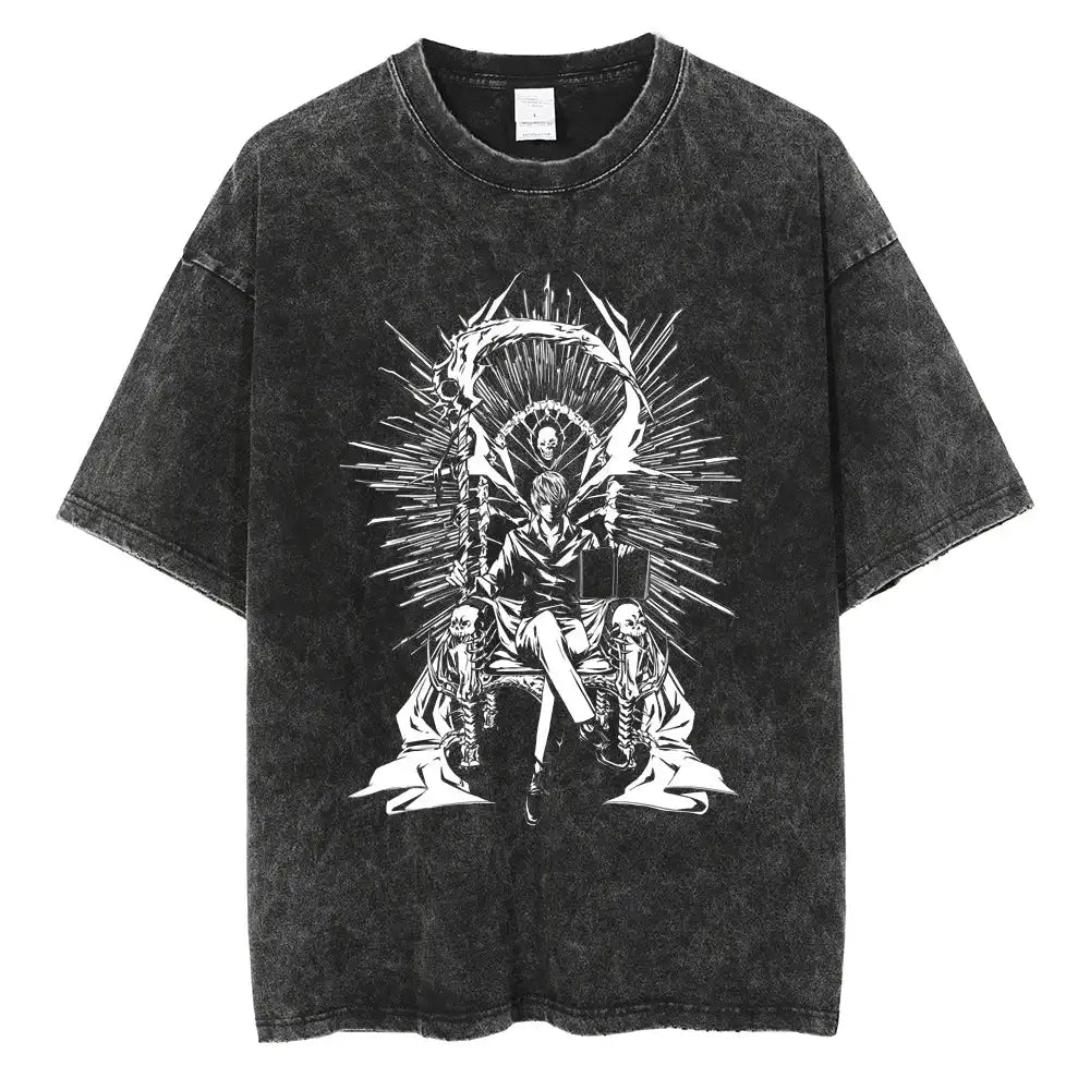Death Note Vintage Washed T-Shirt – Oversized Unisex Harajuku Anime Tee
