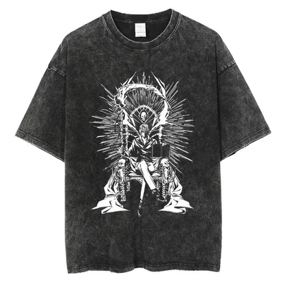 Death Note Vintage Washed T-Shirt – Oversized Unisex Harajuku Anime Tee