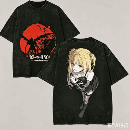 Death Note Vintage Washed T-Shirt – Oversized Unisex Harajuku Streetwear Tee