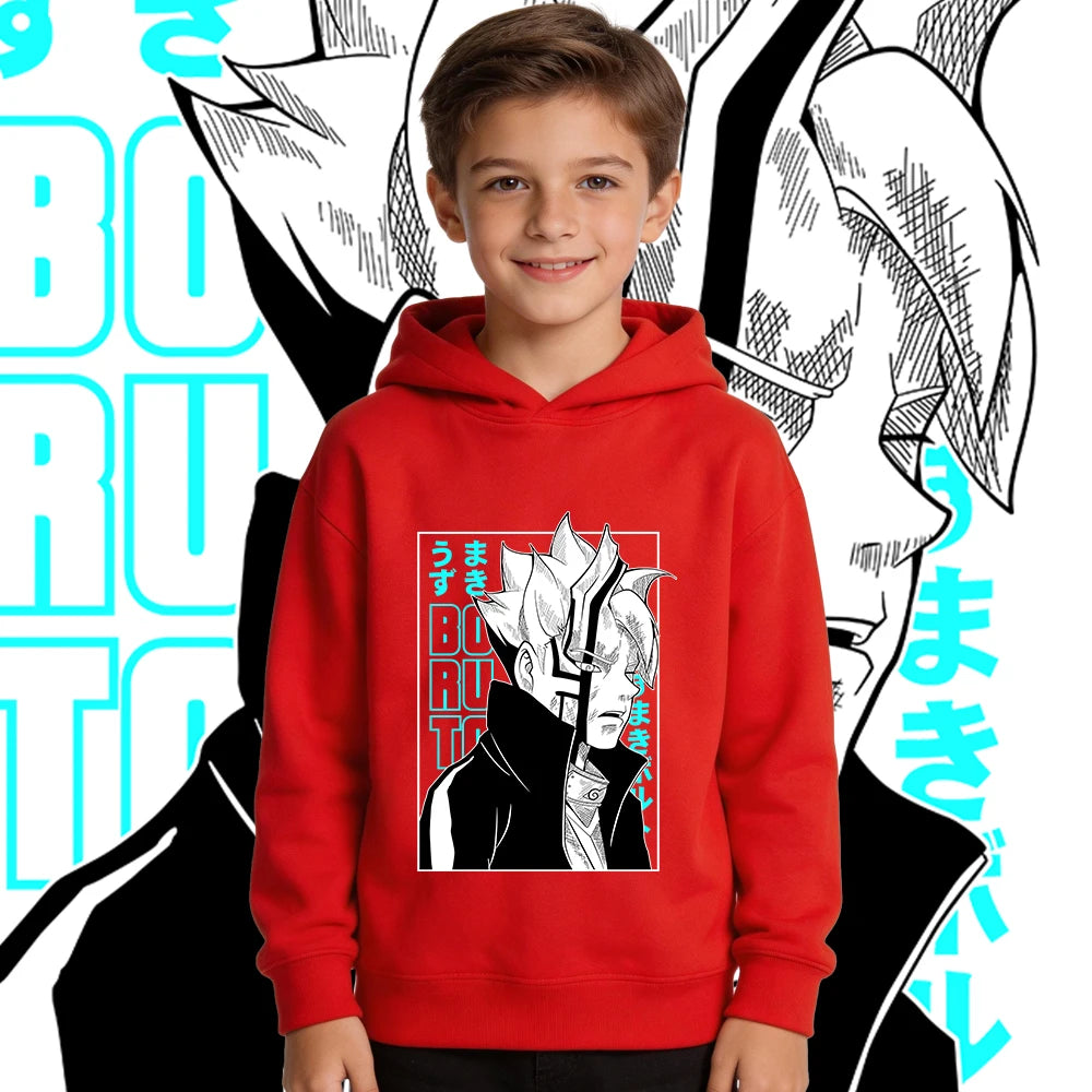 BORUTO Kids Fleece-Lined Hoodie – Warm Anime Pullover for Boys & Girls