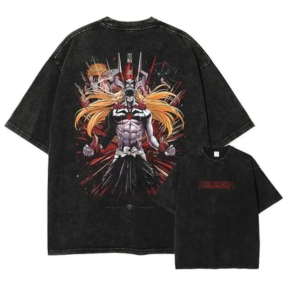 BLEACH Vintage Washed Oversized T-Shirt – Unisex Y2K Anime Streetwear Tee