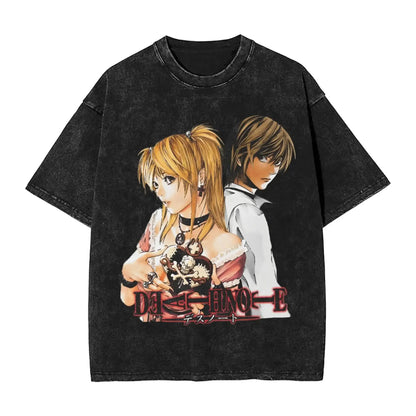 Death Note L Lawliet Vintage Washed T-Shirt – Oversized Manga Graphic Streetwear Tee
