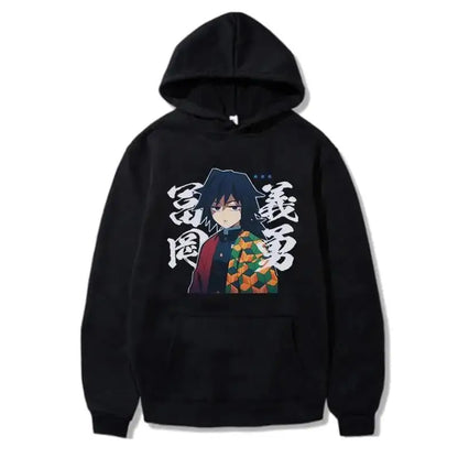 Demon Slayer Giyu Tomioka Anime Hoodie – Unisex Japanese Graphic Streetwear Sweatshirt