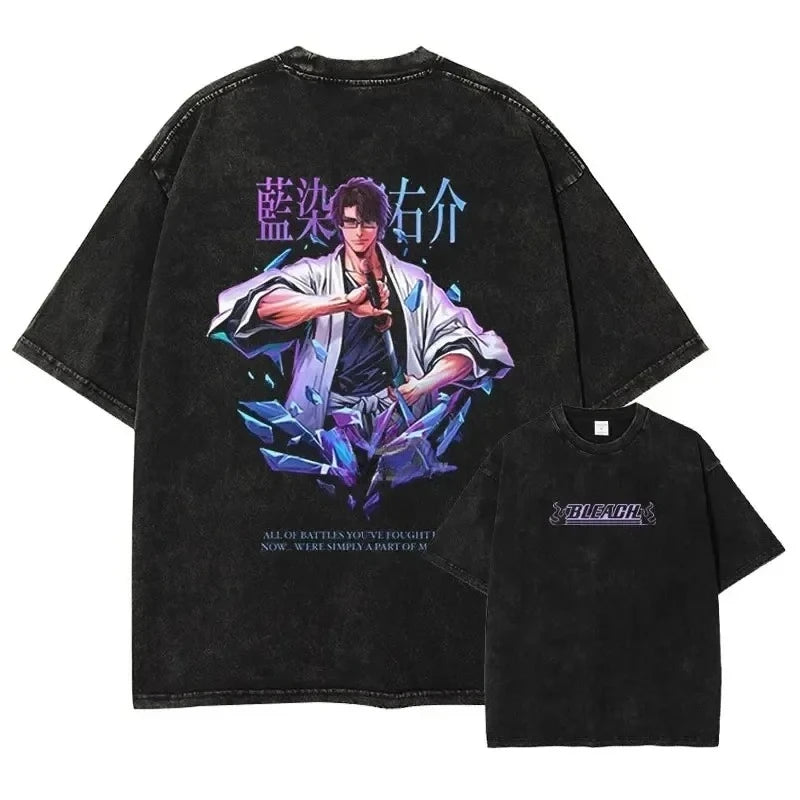 BLEACH Vintage Washed Oversized T-Shirt – Unisex Y2K Anime Streetwear Tee