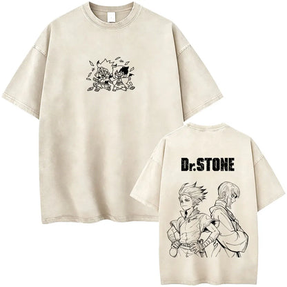 Dr. Stone Senku Ishigami Vintage Washed T-Shirt – Unisex Oversized Manga Graphic Tee